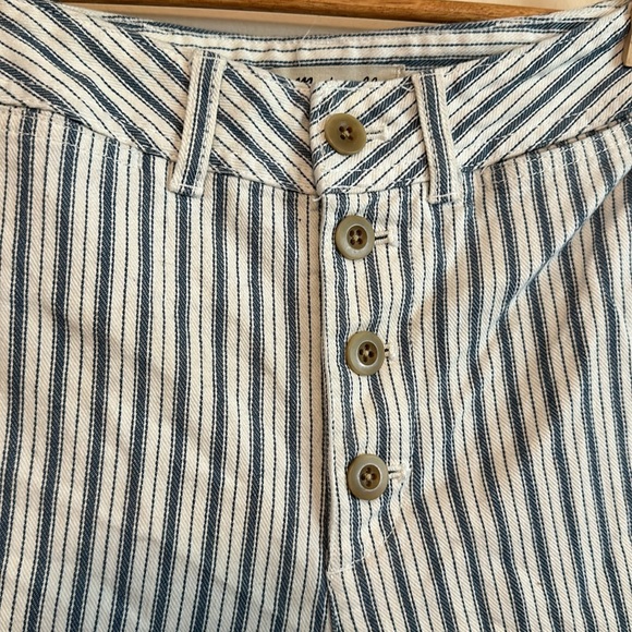 Madewell Pant Women 24 Emmett Striped Wide Leg Crop Exposed Button Fly Midrise - Picture 3 of 6